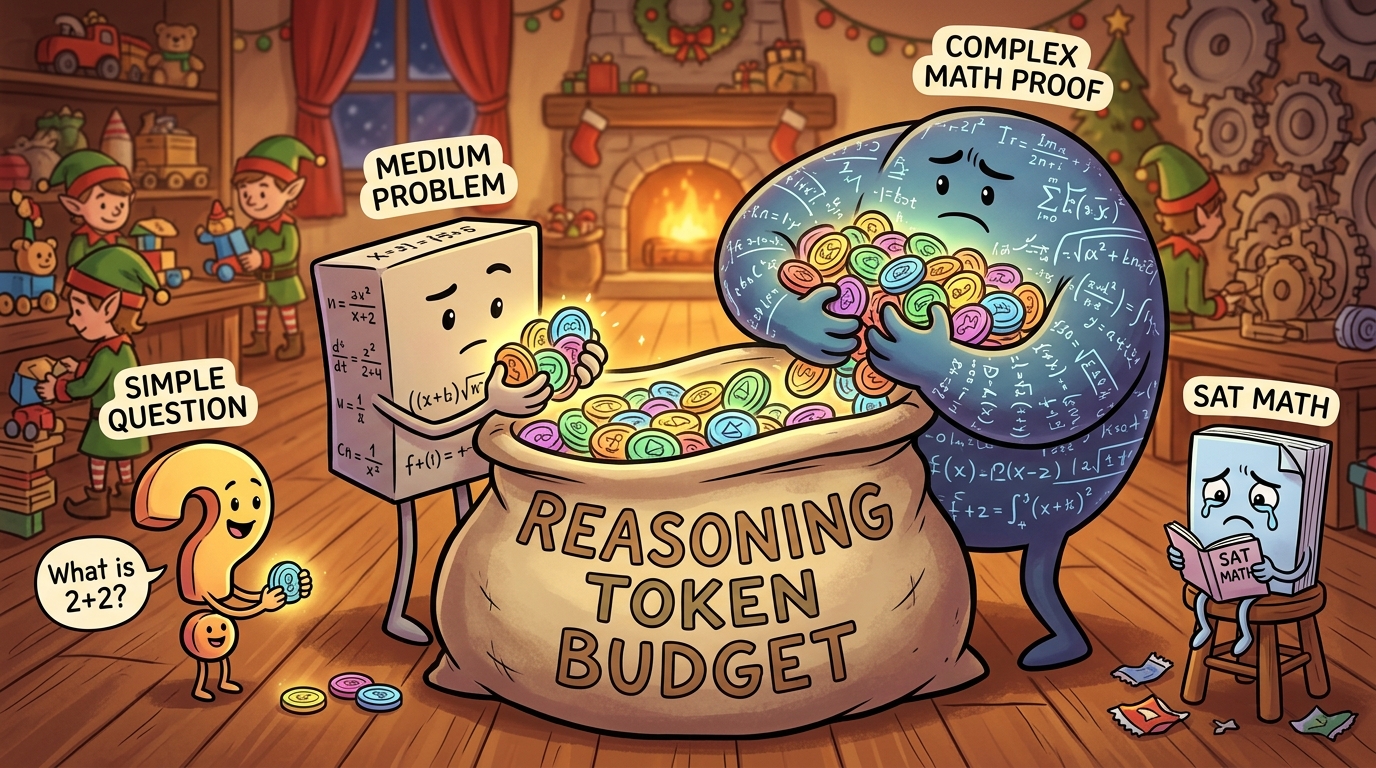 A visual showing token budgets as a pie chart, with thinking tokens (reasoning) vs output tokens (final answer) shown as different portions